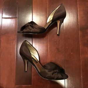 (3/$10) Caparros Peep Toe Heel Satin Formal Dress Sandals